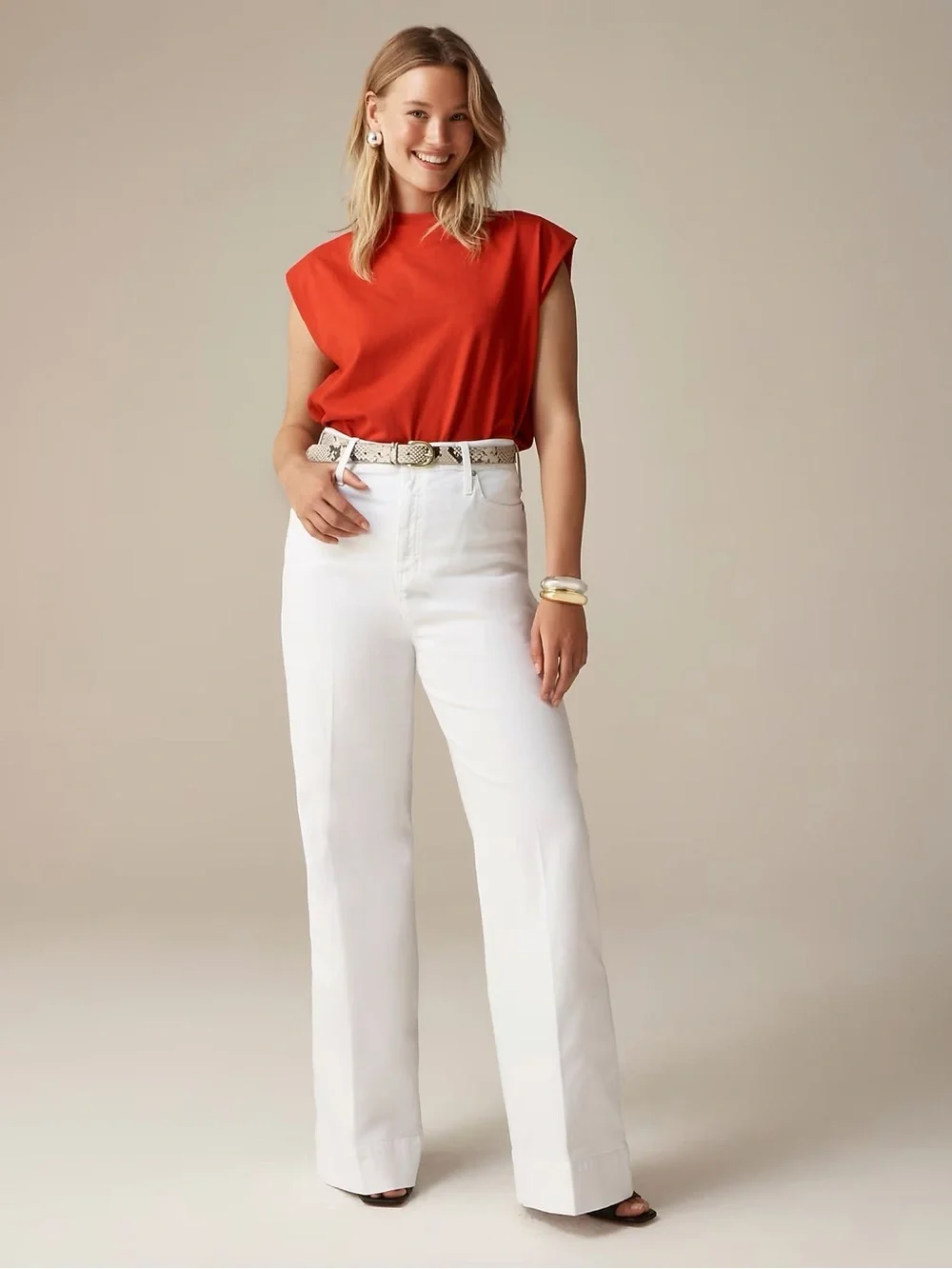 J.Crew Wide-Leg Denim Trouser in White (Style BM338) - Size 32